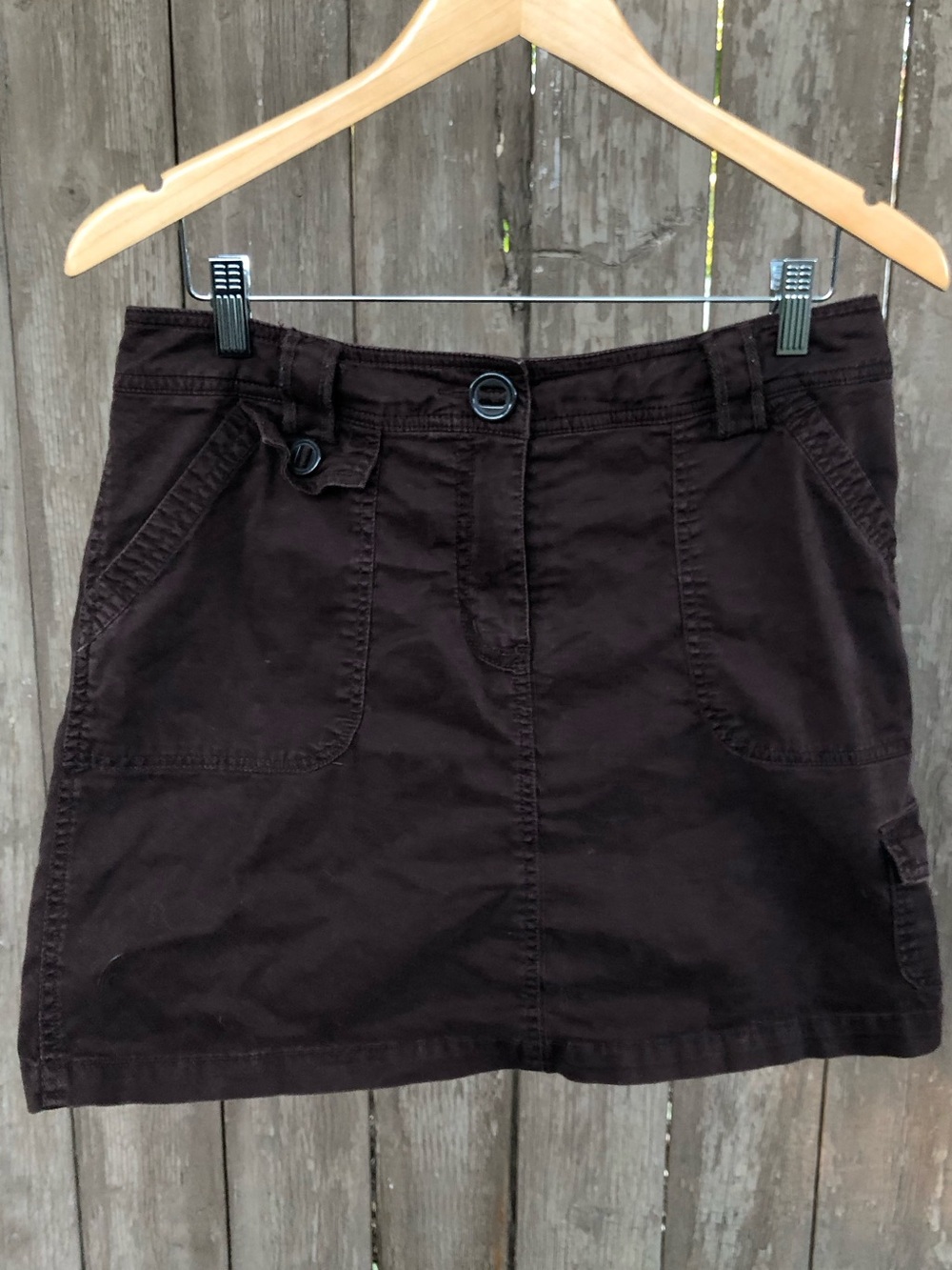 Y2K Jessica High Rise Dark Brown Cotton Cargo Utility Mini Skort Skirt